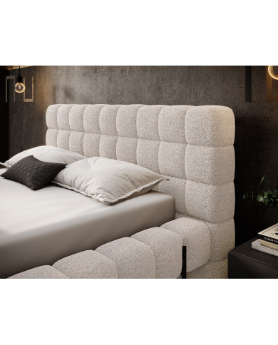 Lit sommier coffre tissu bouclette 160x200 cm – Design Moderne, Confort & Rangement XXL Nova