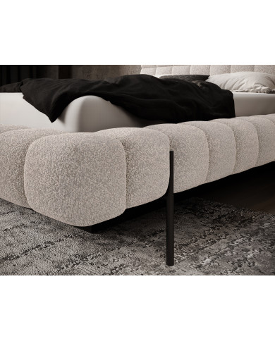 Lit sommier coffre tissu bouclette 160x200 cm – Design Moderne, Confort & Rangement XXL Nova