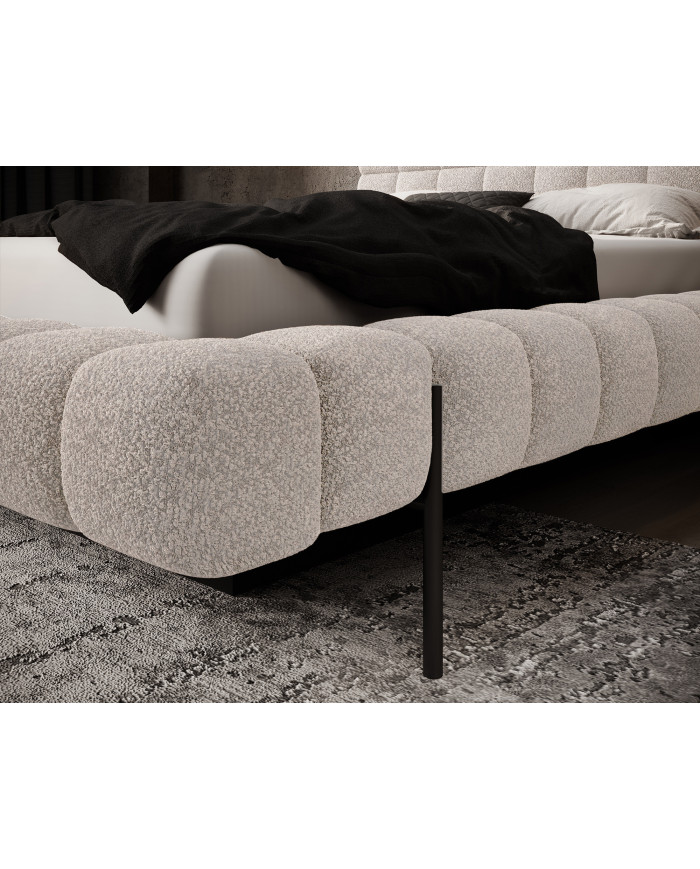 Lit sommier coffre tissu bouclette 160x200 cm – Design Moderne, Confort & Rangement XXL Nova