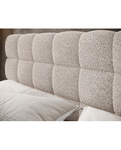 Lit sommier coffre tissu bouclette 160x200 cm – Design Moderne, Confort & Rangement XXL Nova