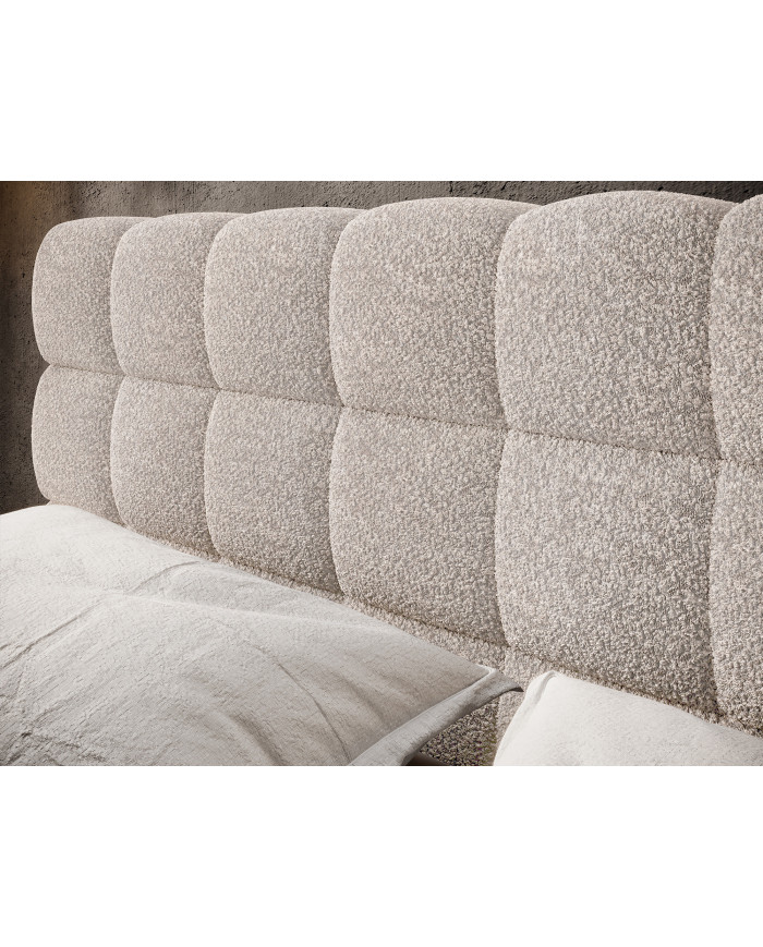 Lit sommier coffre tissu bouclette 160x200 cm – Design Moderne, Confort & Rangement XXL Nova