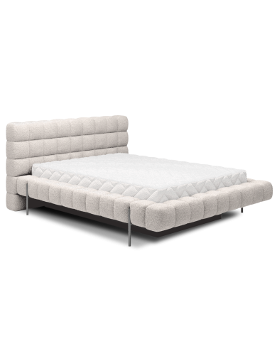 Lit sommier coffre tissu bouclette 160x200 cm – Design Moderne, Confort & Rangement XXL Nova
