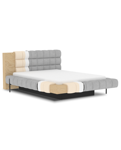Lit sommier coffre tissu bouclette 160x200 cm – Design Moderne, Confort & Rangement XXL Nova