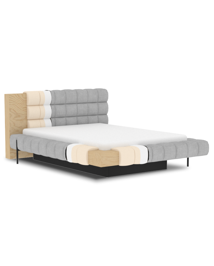 Lit sommier coffre tissu bouclette 160x200 cm – Design Moderne, Confort & Rangement XXL Nova