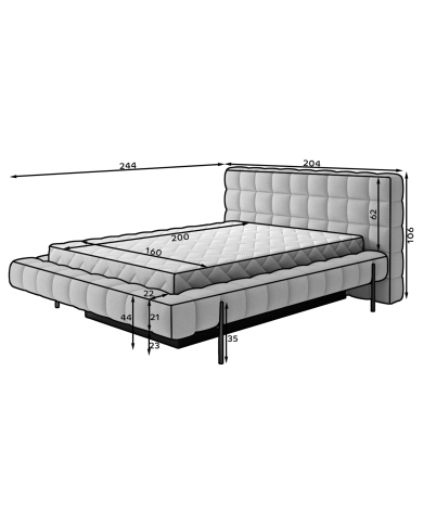 Lit sommier coffre tissu bouclette 160x200 cm – Design Moderne, Confort & Rangement XXL Nova