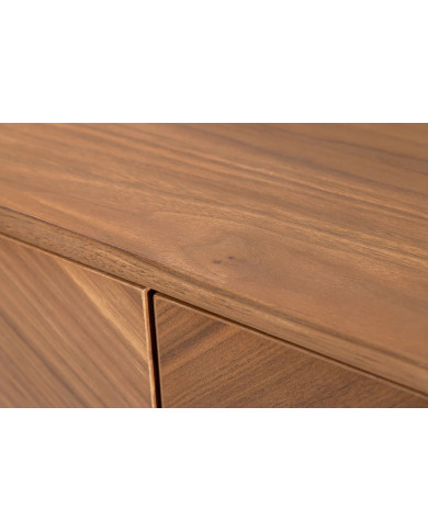 Meuble TV bois massif de noyer 180 cm et pieds métal MAESTRIA