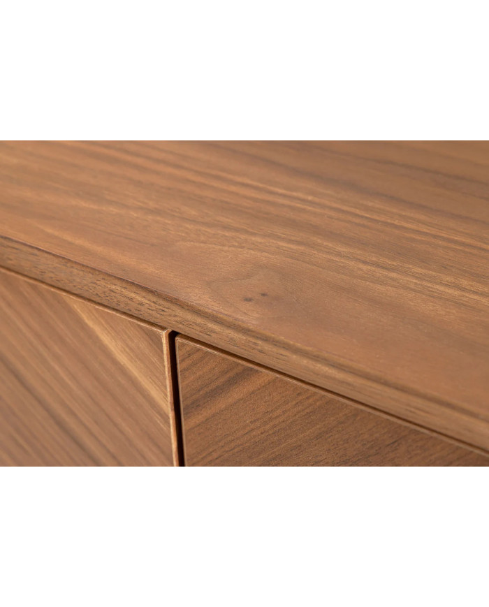 Meuble TV bois massif de noyer 180 cm et pieds métal MAESTRIA