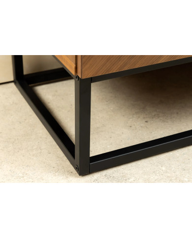 Meuble TV bois massif de noyer 180 cm et pieds métal MAESTRIA