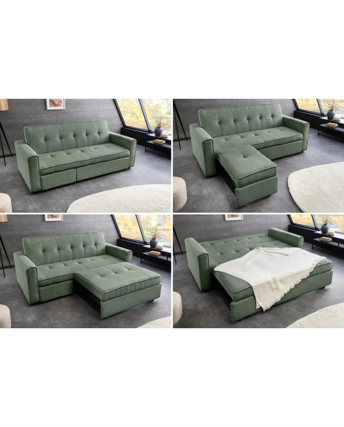 Canapé lit modulable velours côtelé avec ou sans méridienne 180 cm Velora