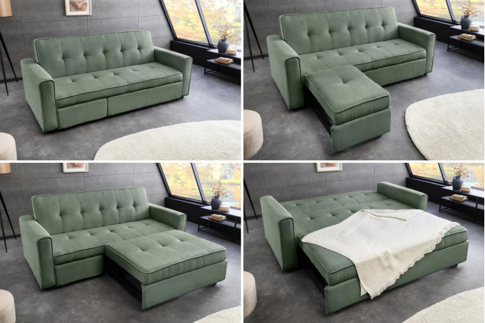 Canapé lit modulable velours côtelé avec ou sans méridienne 180 cm Velora