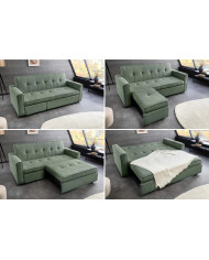 Canapé lit modulable velours côtelé avec ou sans méridienne 180 cm Velora