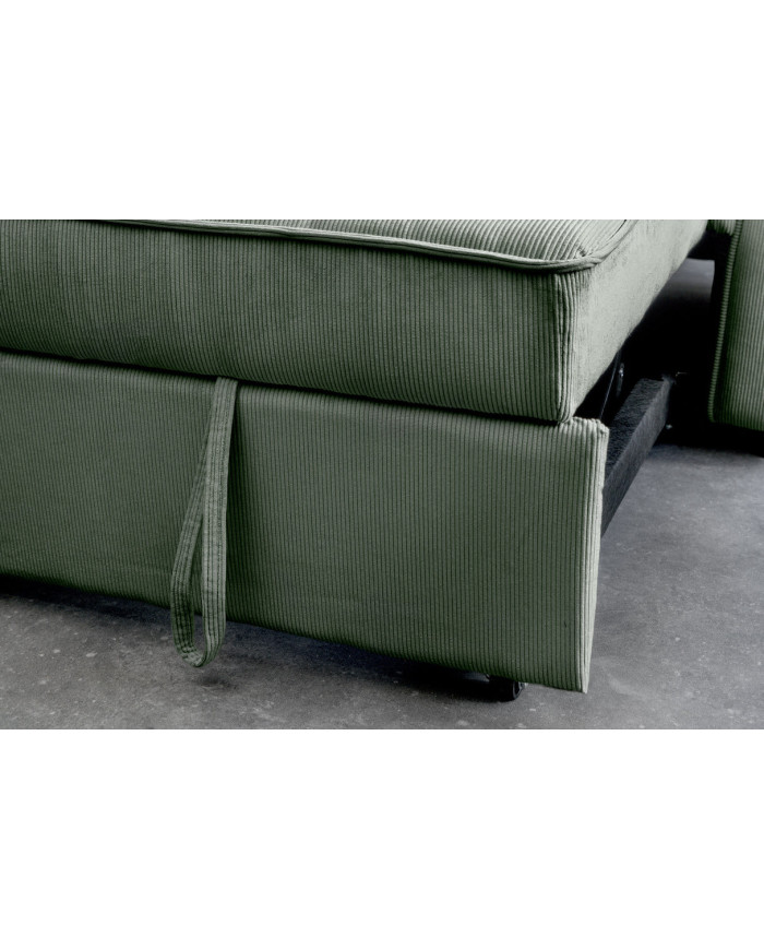Canapé lit modulable velours côtelé avec ou sans méridienne 180 cm Velora
