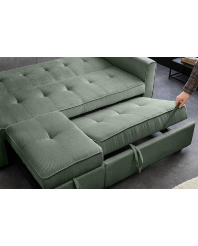 Canapé lit modulable velours côtelé avec ou sans méridienne 180 cm Velora