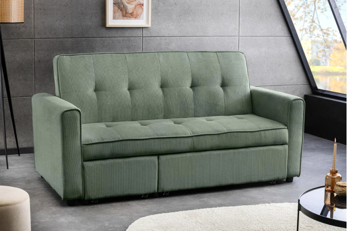 Canapé lit modulable velours côtelé avec ou sans méridienne 180 cm Velora