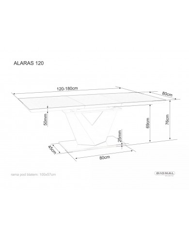 Table extensible MDF et verre trempé ALAS II
