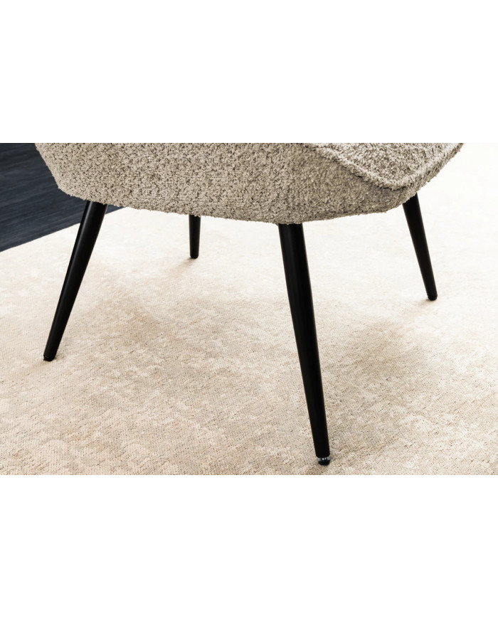 Fauteuil avec accoudoirs bouclé champagne grège SCANDINA