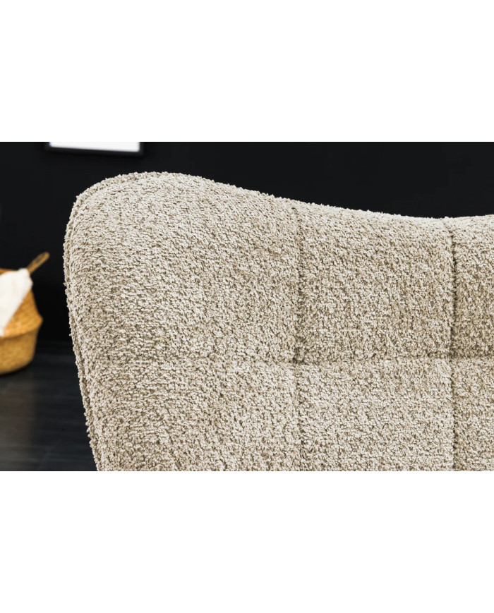 Fauteuil avec accoudoirs bouclé champagne grège SCANDINA