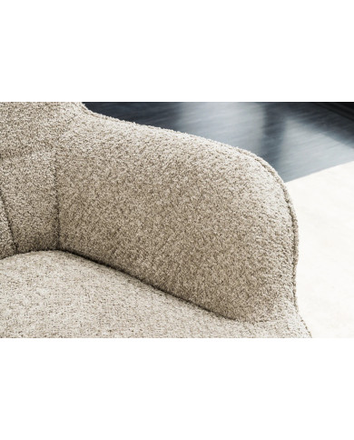 Fauteuil avec accoudoirs bouclé champagne grège SCANDINA