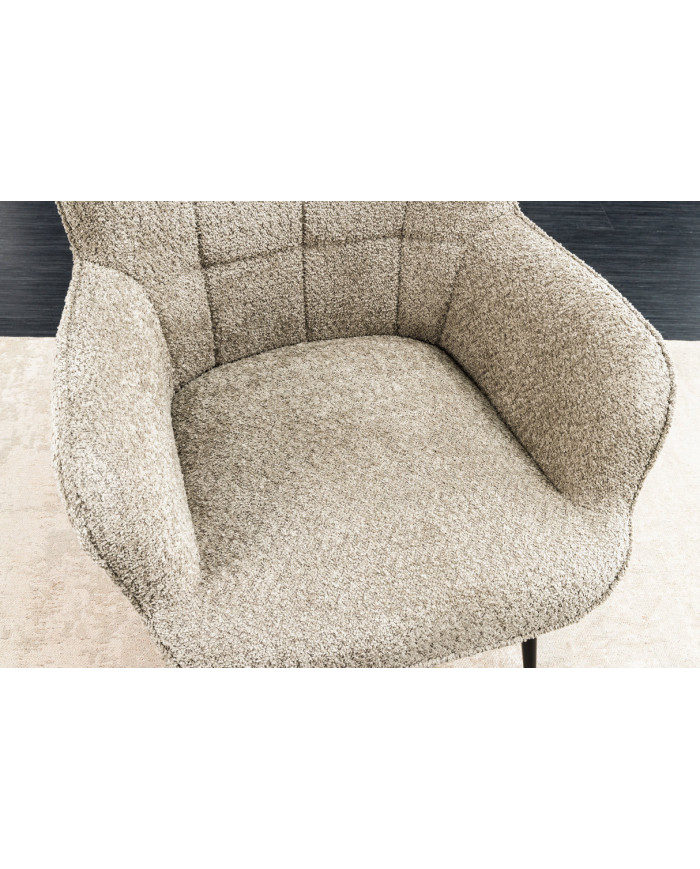 Fauteuil avec accoudoirs bouclé champagne grège SCANDINA