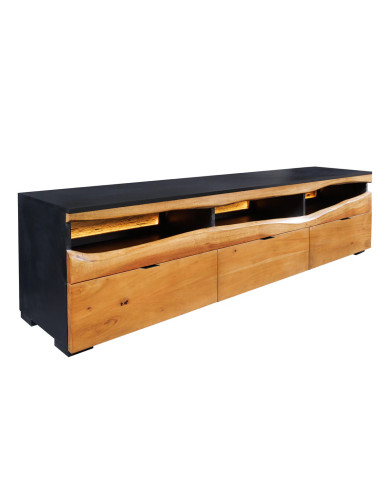 Meuble TV bois massif acacia 180 cm avec LED | Grand Acacia