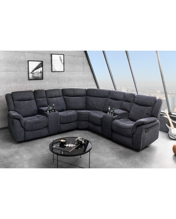 Fauteuil cinéma HOLLYWOOD 5 places tissu gris foncé