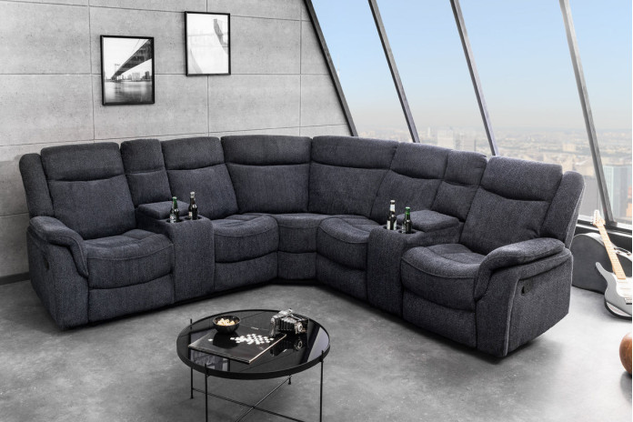 Fauteuil cinéma HOLLYWOOD 5 places tissu gris foncé