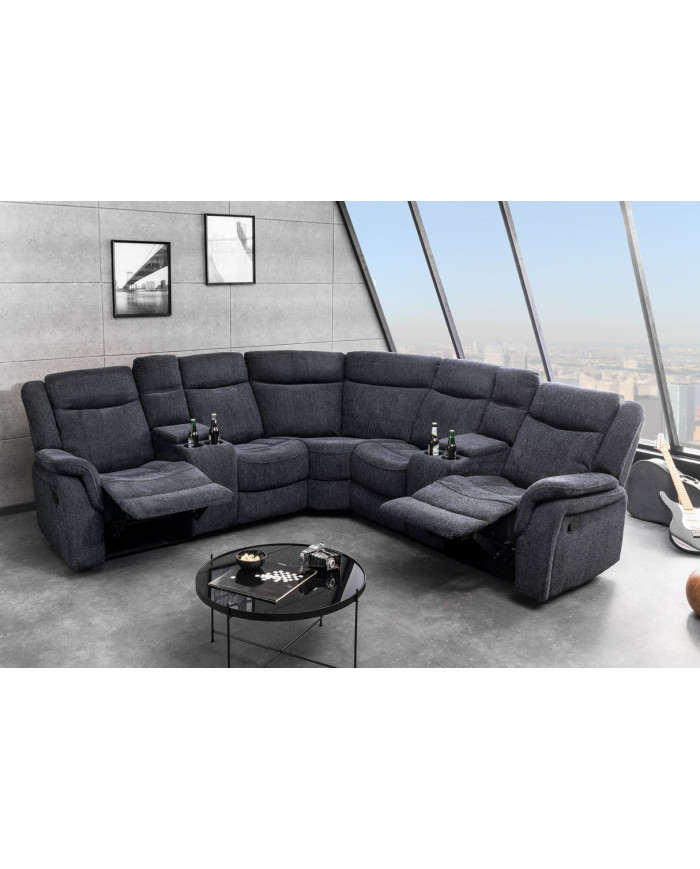 Fauteuil cinéma HOLLYWOOD 5 places tissu gris foncé