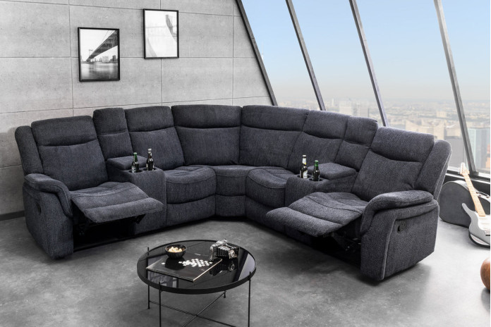 Fauteuil cinéma HOLLYWOOD 5 places tissu gris foncé