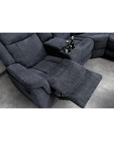 Fauteuil cinéma HOLLYWOOD 5 places tissu gris foncé