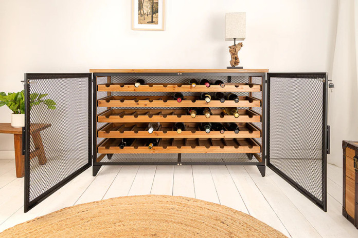 Cave à vin BEGA bois & métal 127 cm – Rangement design