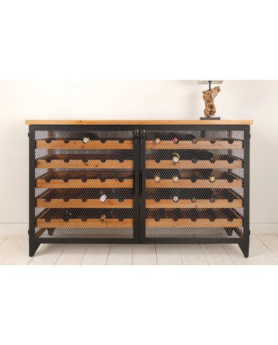 Cave à vin BEGA bois & métal 127 cm – Rangement design