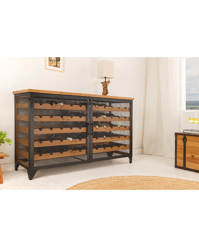 Cave à vin BEGA bois & métal 127 cm – Rangement design