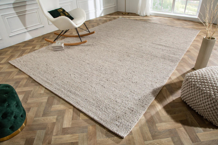 Tapis laine 350×240 cm gris argenté | Qualité premium