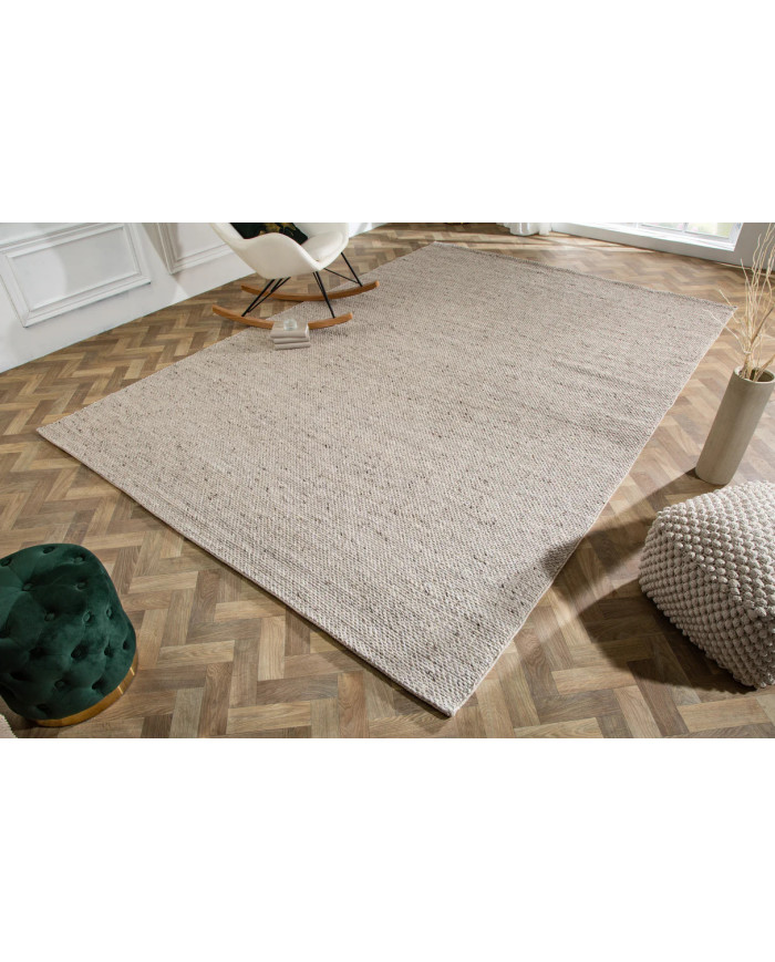 Tapis laine 350×240 cm gris argenté | Qualité premium