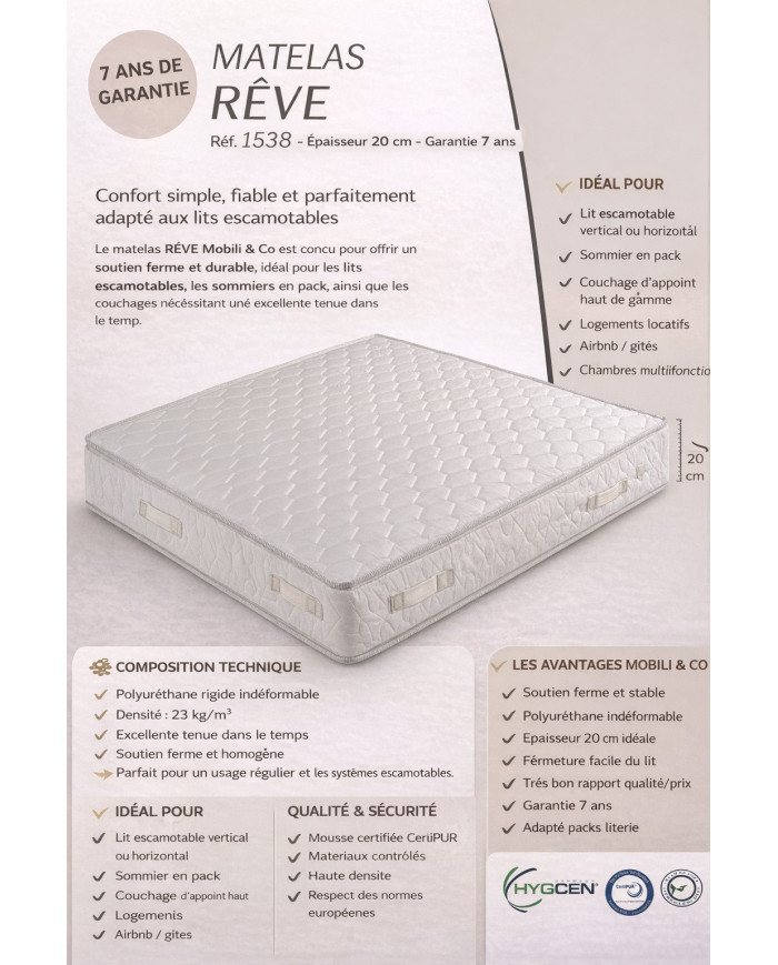 Matelas RÊVE spécial lit escamotable – Confort & gain de place | Mobili & Co