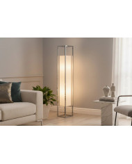 Lampadaire AGAPE 120cm argenté avec abat-jour blanc