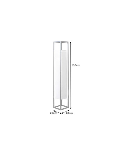 Lampadaire AGAPE 120cm argenté avec abat-jour blanc