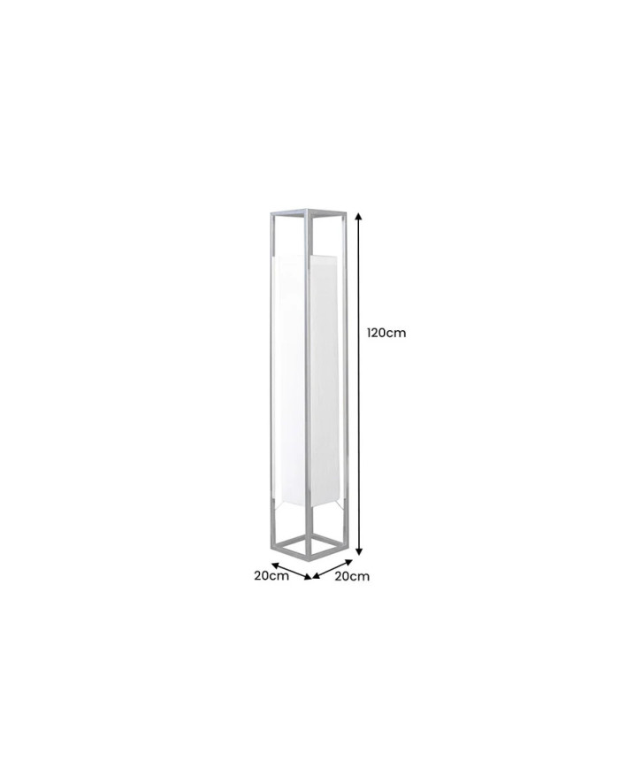 Lampadaire AGAPE 120cm argenté avec abat-jour blanc