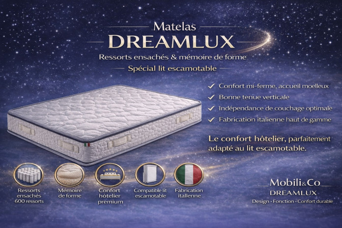 Pack Signature Confort – Lit escamotable Premium + Matelas Dreamlux | Mobili & Co