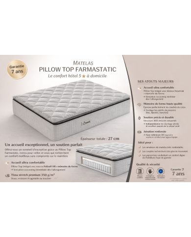 Matelas Pillow Top ressorts ensachés 27 cm | Mobili & Co