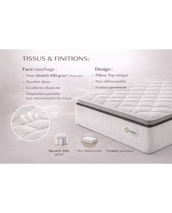 Matelas Pillow Top ressorts ensachés 27 cm | Mobili & Co