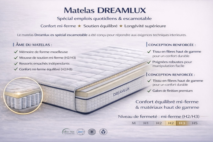 Matelas Dreamlux – Ressorts ensachés & mémoire de forme | Mobili & Co