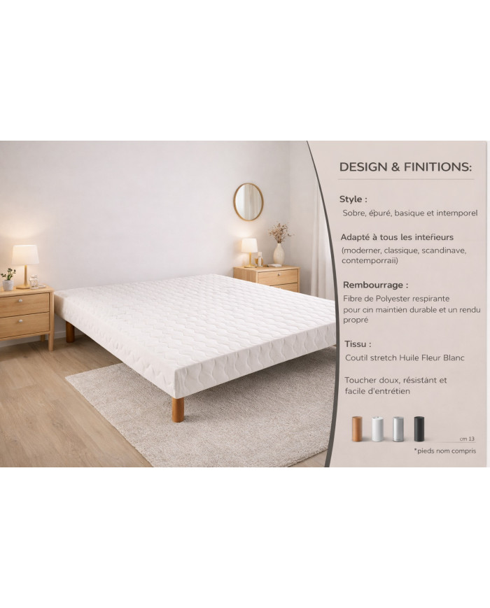 Sommier tapissier tissu – Fabrication italienne – Lattes rigides – Garantie 7 ans | Mobili & Co