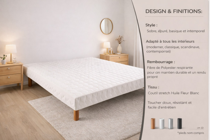 Sommier tapissier tissu – Fabrication italienne – Lattes rigides – Garantie 7 ans | Mobili & Co