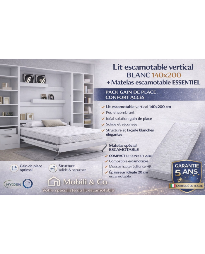 Pack Premium Lit Escamotable + Matelas ESSENTIEL – Confort & Design | Mobili & Co