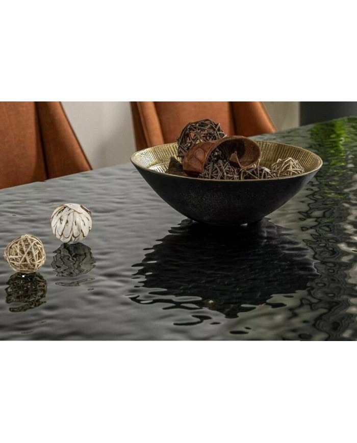 Table en verre fondu ultra design (160-240)x90 cm SALVADORE MELTED GLASS
