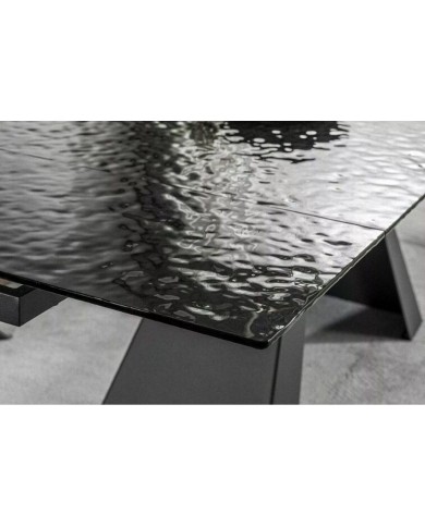 Table en verre fondu ultra design (160-240)x90 cm SALVADORE MELTED GLASS