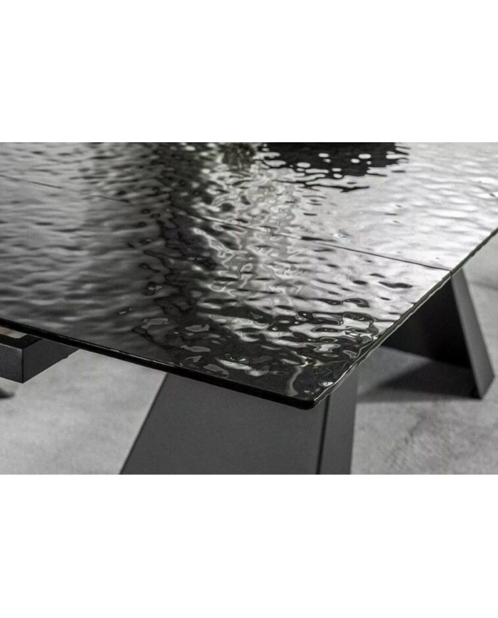 Table en verre fondu ultra design (160-240)x90 cm SALVADORE MELTED GLASS