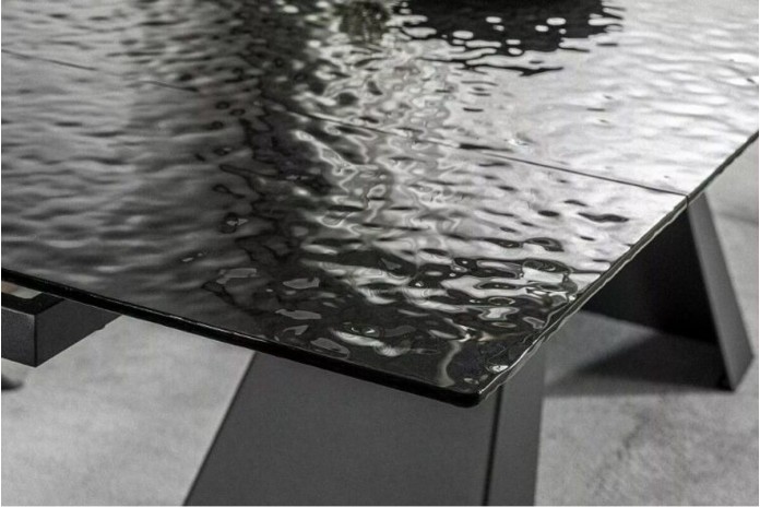 Table en verre fondu ultra design (160-240)x90 cm SALVADORE MELTED GLASS
