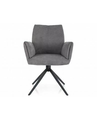 Chaise rembourrée avec accoudoirs en tissu pivotante 180° et pieds en métal Coco II